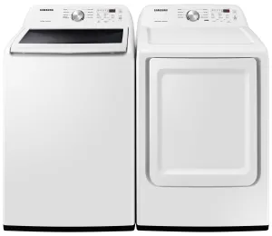 Samsung White Top-Load Washer (5.0 cu. ft.) & Electric Dryer (7.2 cu. ft.) - WA44A3205AW/DVE45T3200W