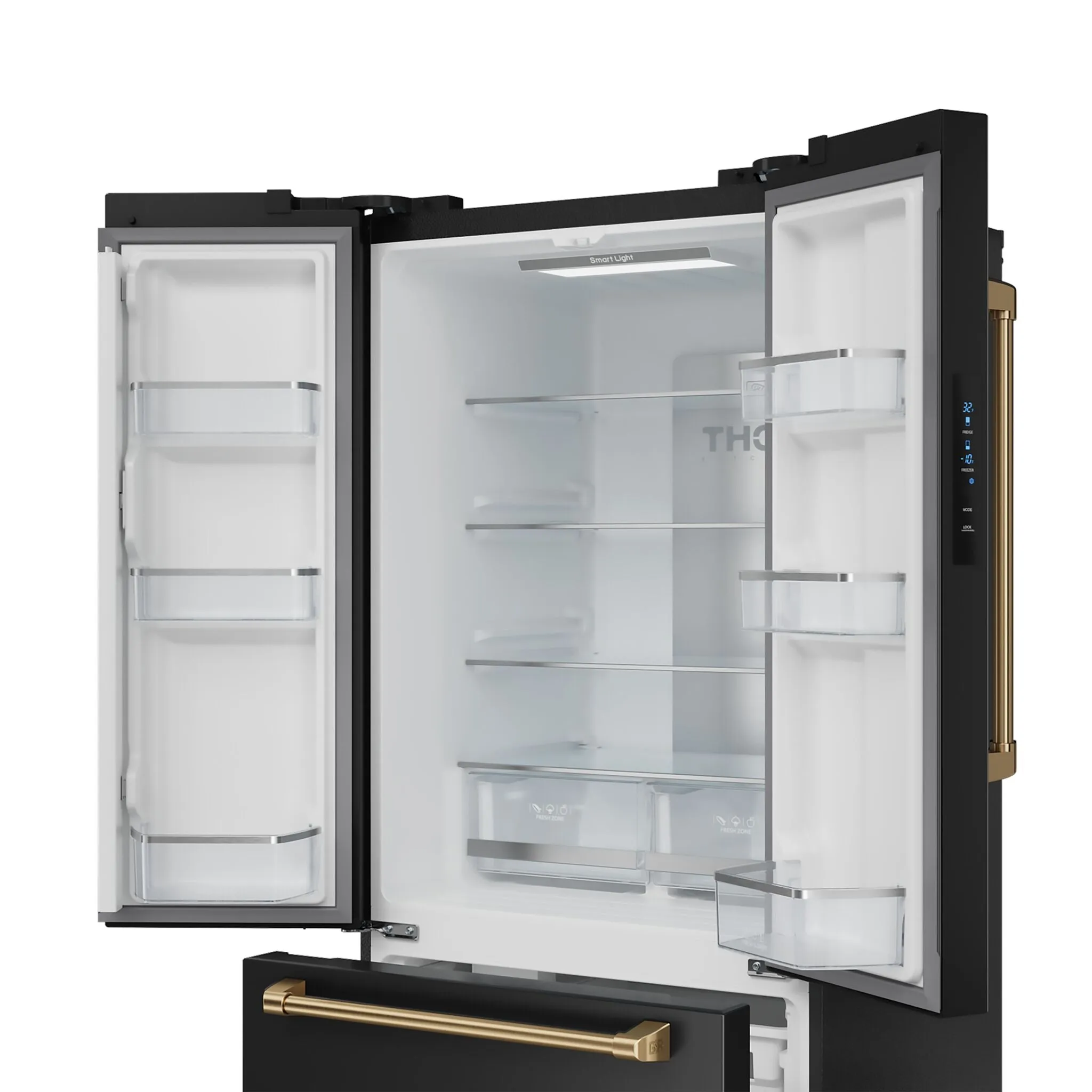 Thor Kitchen Matte Black French Door Counter Depth Refrigerator with Ice Maker| Gordon Ramsay Collection (17.5 cu.ft.) - RF3017FFD00-BRZ