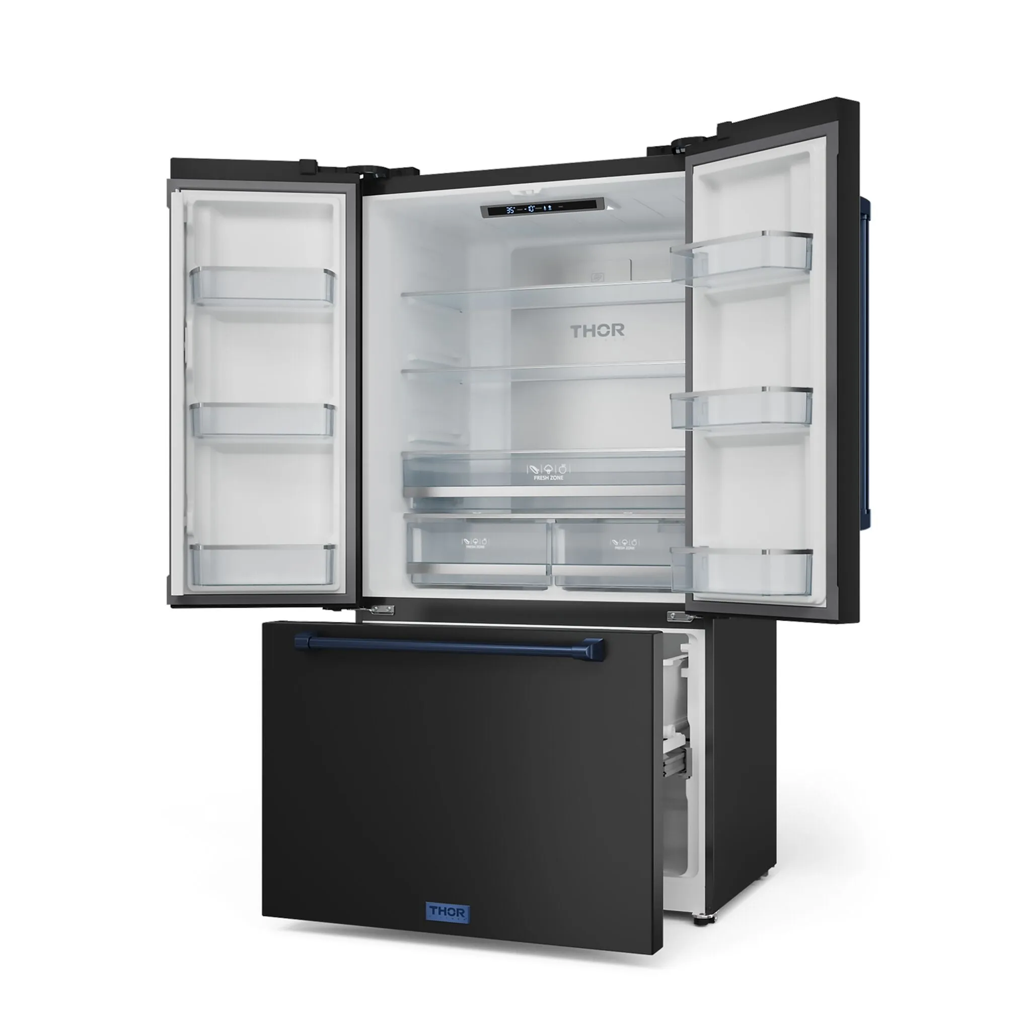 Thor Kitchen Matte Black French Door Counter-Depth Refrigerator with Ice Maker| Gordon Ramsay Collection (20.3 cu.ft.) - RF3621CTD00-BLU