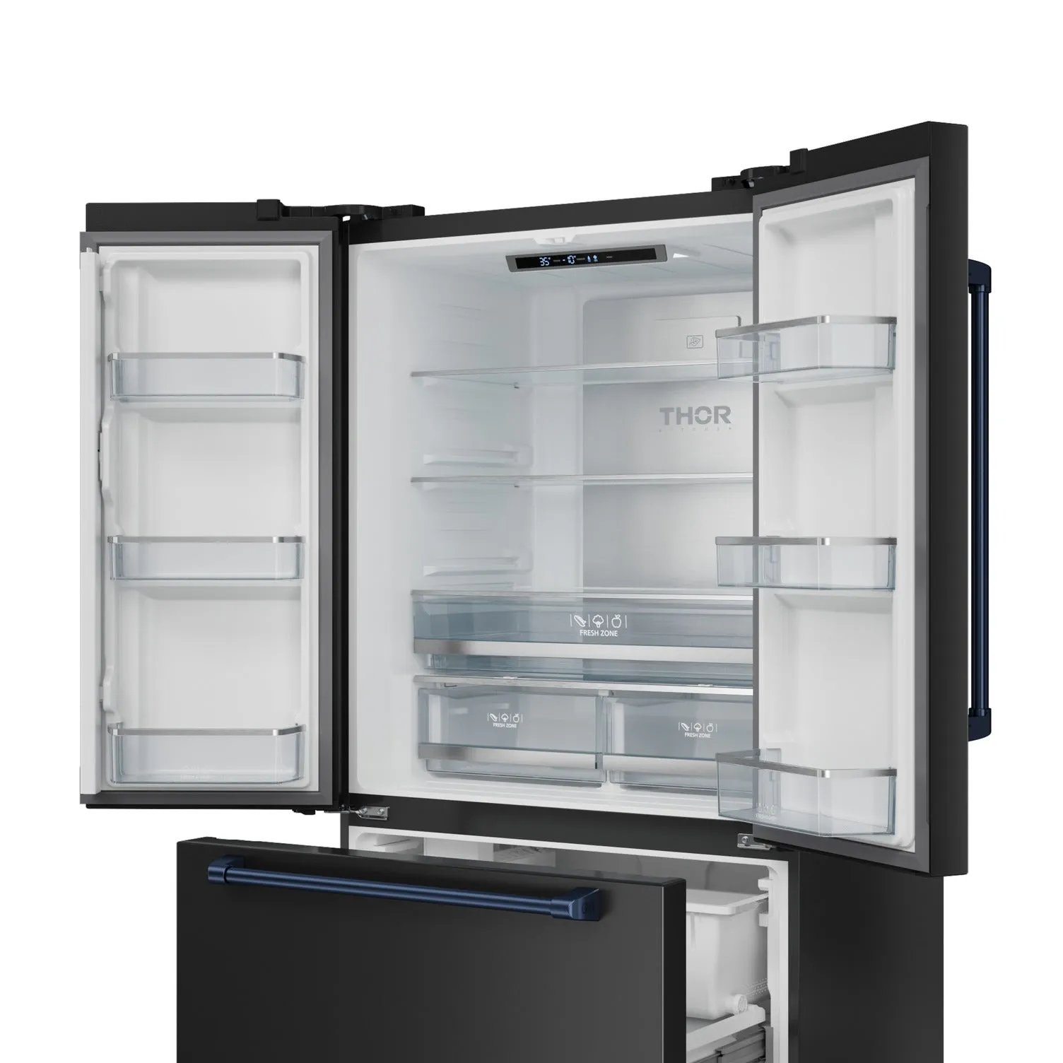 Thor Kitchen Matte Black French Door Counter-Depth Refrigerator with Ice Maker| Gordon Ramsay Collection (20.3 cu.ft.) - RF3621CTD00-BLU