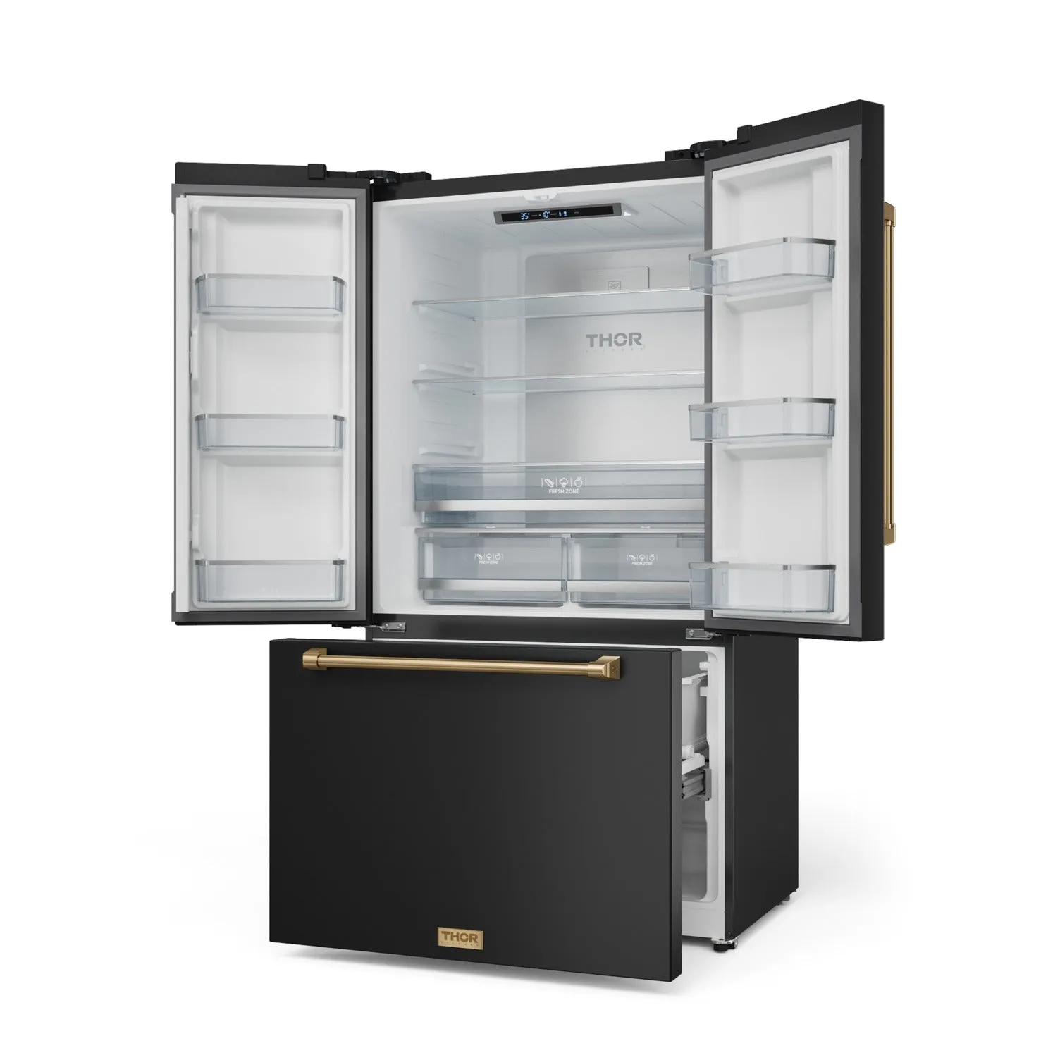 Thor Kitchen Matte Black French Door Counter-Depth Refrigerator with Ice Maker| Gordon Ramsay Collection (20.3 cu.ft.) - RF3621CTD00-BRZ
