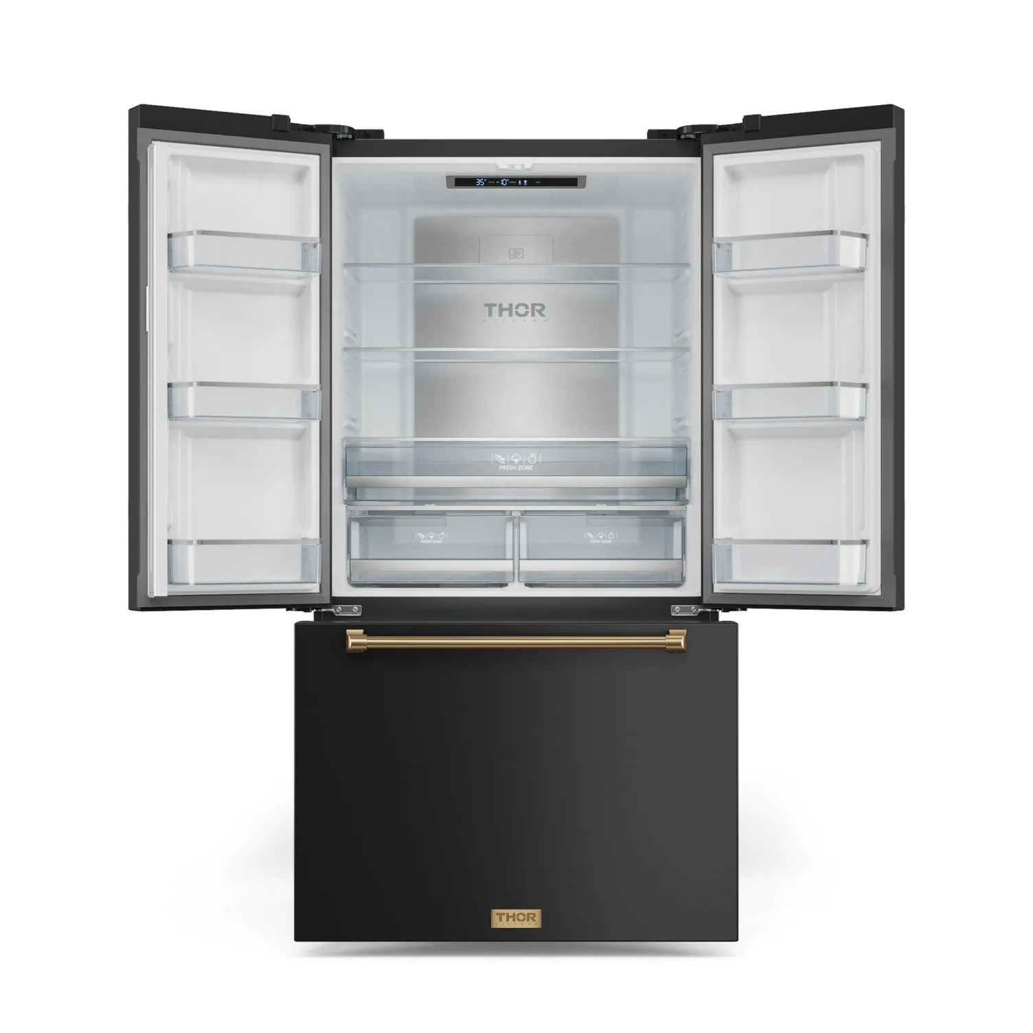 Thor Kitchen Matte Black French Door Counter-Depth Refrigerator with Ice Maker| Gordon Ramsay Collection (20.3 cu.ft.) - RF3621CTD00-BRZ