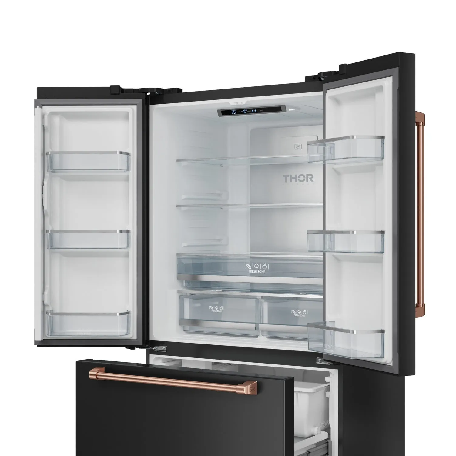 Thor Kitchen Matte Black French Door Counter-Depth Refrigerator with Ice Maker| Gordon Ramsay Collection (20.3 cu.ft.) - RF3621CTD00-RSG
