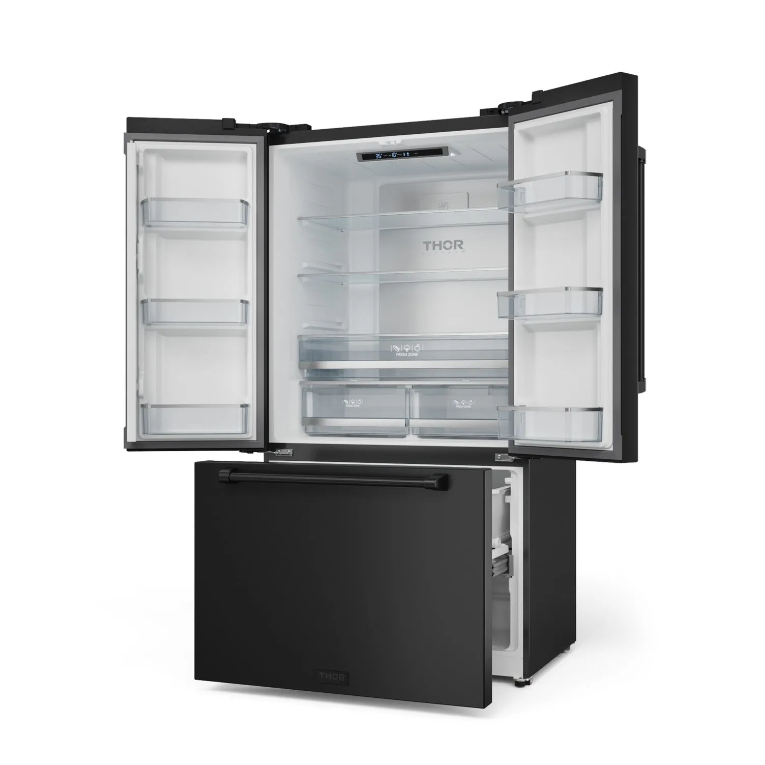 Thor Kitchen Matte Black French Door Counter-Depth Refrigerator with Ice Maker| Gordon Ramsay Collection (20.3 cu.ft.) - RF3621CTD00