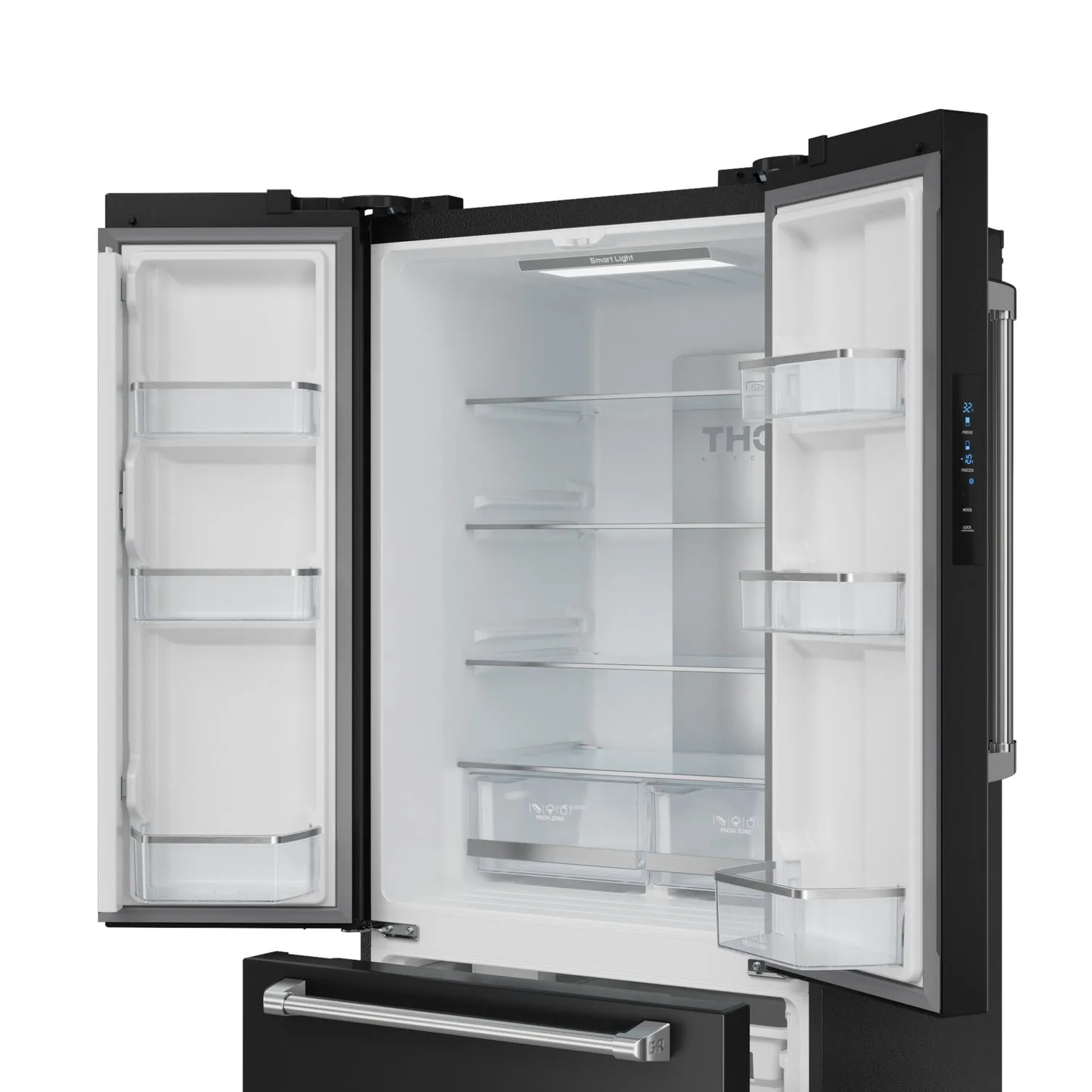 Thor Kitchen Matte Black French Door Counter Depth Refrigerator with Ice Maker|Gordon Ramsay Collection (17.5 cu.ft.) - RF3017FFD00-SS