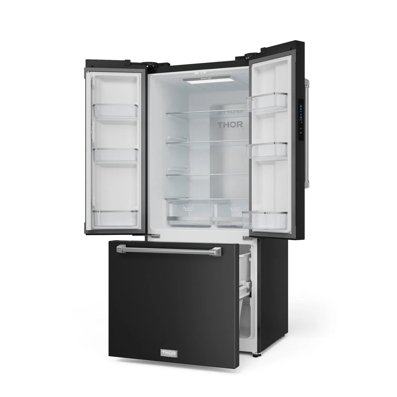 Thor Kitchen Matte Black French Door Counter Depth Refrigerator with Ice Maker|Gordon Ramsay Collection (17.5 cu.ft.) - RF3017FFD00-SS