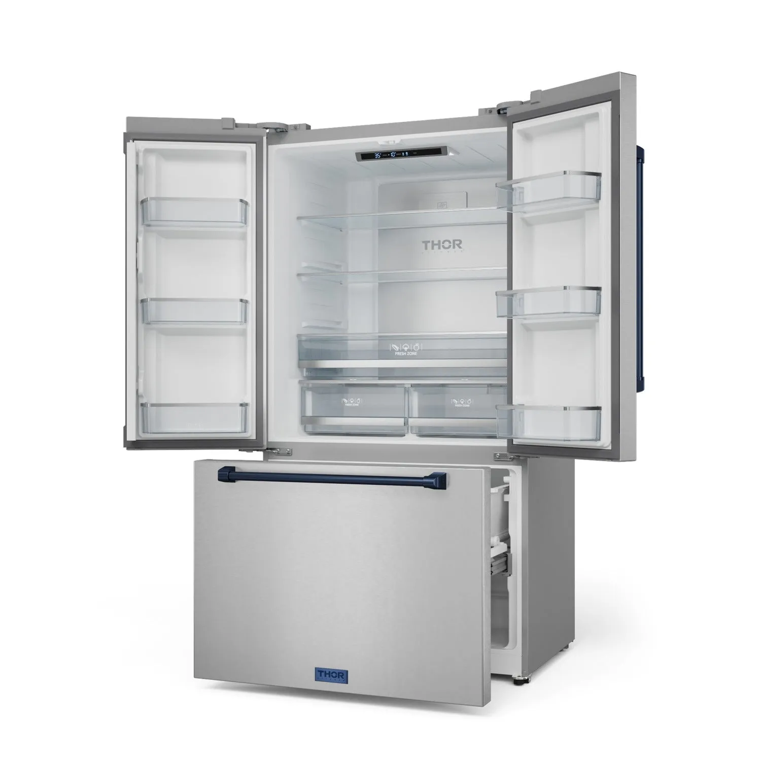 Thor Kitchen Stainless Steel French Door Counter-Depth Refrigerator with Ice Maker| Gordon Ramsay Collection (20.3 cu.ft.) - RF3621CTD99-BLU