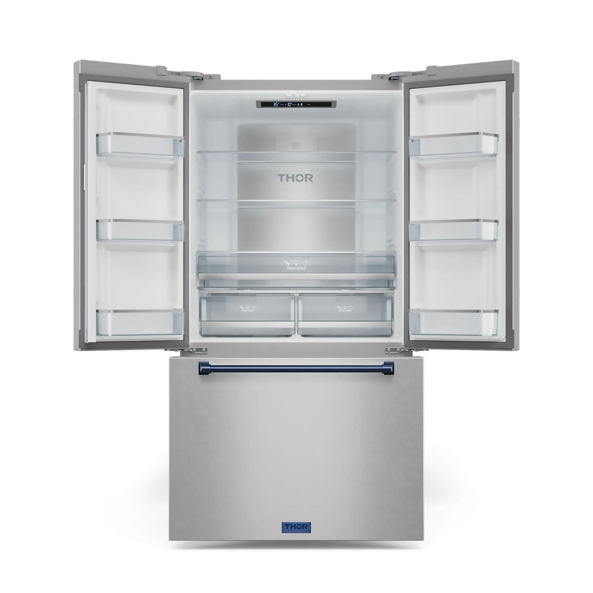 Thor Kitchen Stainless Steel French Door Counter-Depth Refrigerator with Ice Maker| Gordon Ramsay Collection (20.3 cu.ft.) - RF3621CTD99-BLU