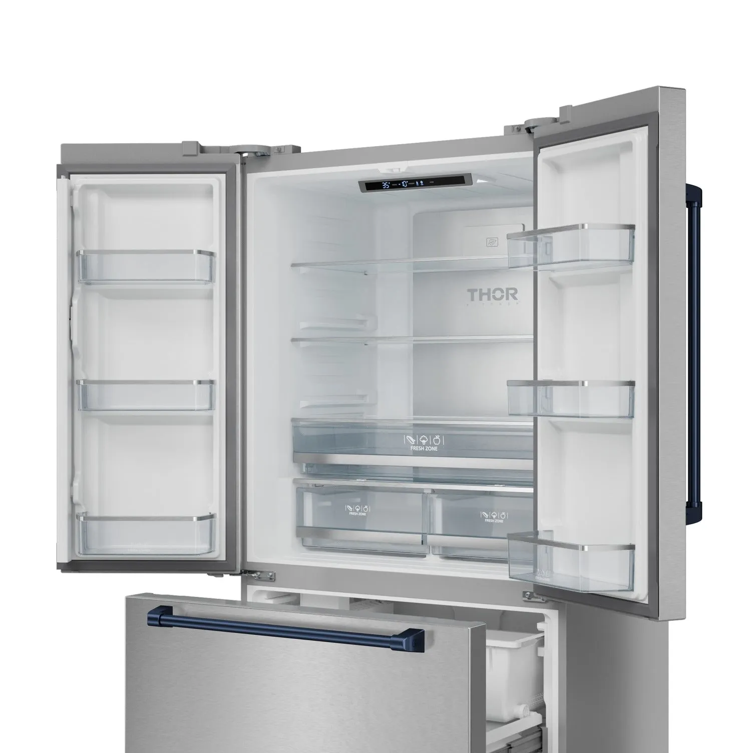 Thor Kitchen Stainless Steel French Door Counter-Depth Refrigerator with Ice Maker| Gordon Ramsay Collection (20.3 cu.ft.) - RF3621CTD99-BLU