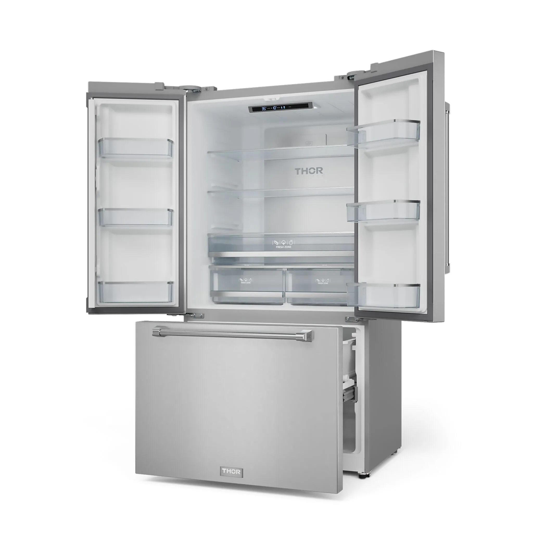 Thor Kitchen Stainless Steel French Door Counter-Depth Refrigerator with Ice Maker| Gordon Ramsay Collection (20.3 cu.ft.) - RF3621CTD99