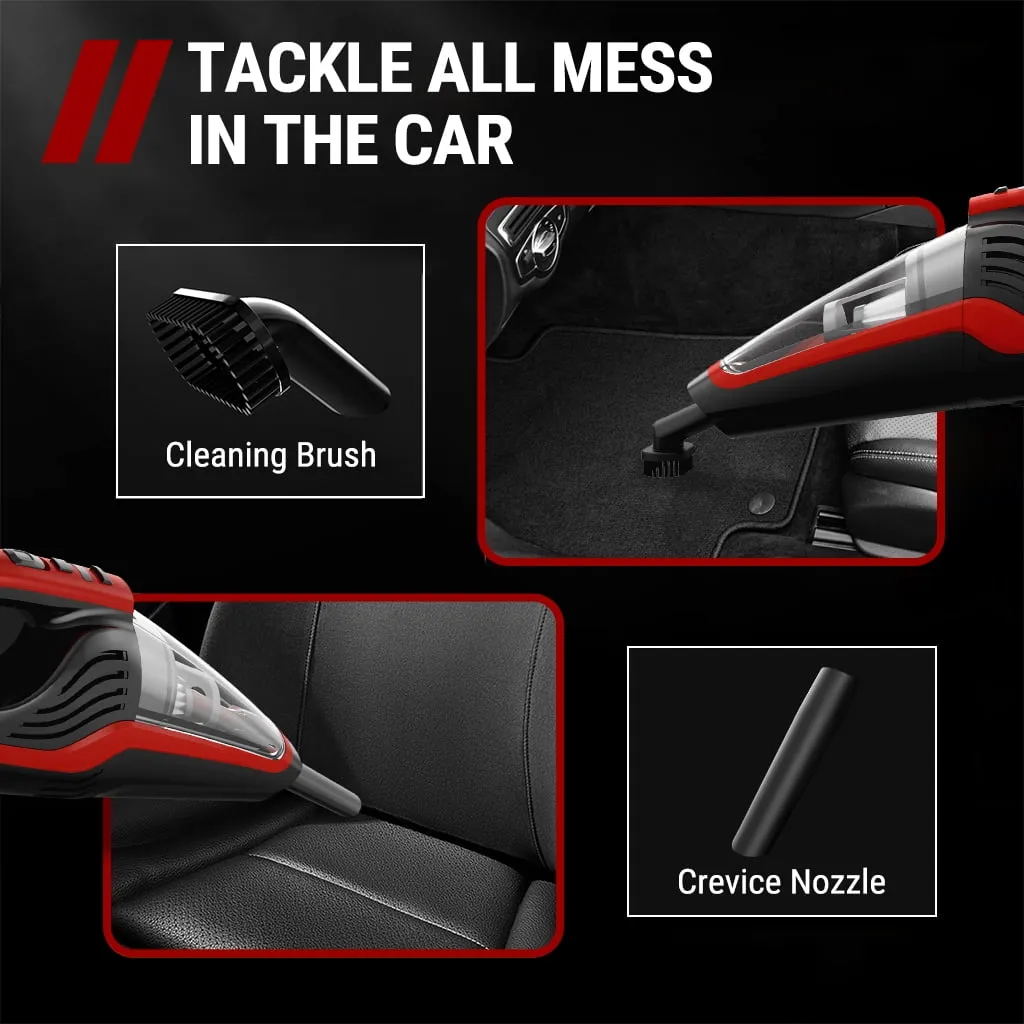 VacLife H-116 Cordless Handheld Vacuum, Car Vacuum Cleaner Rechargeable with Motorized Brush, Red