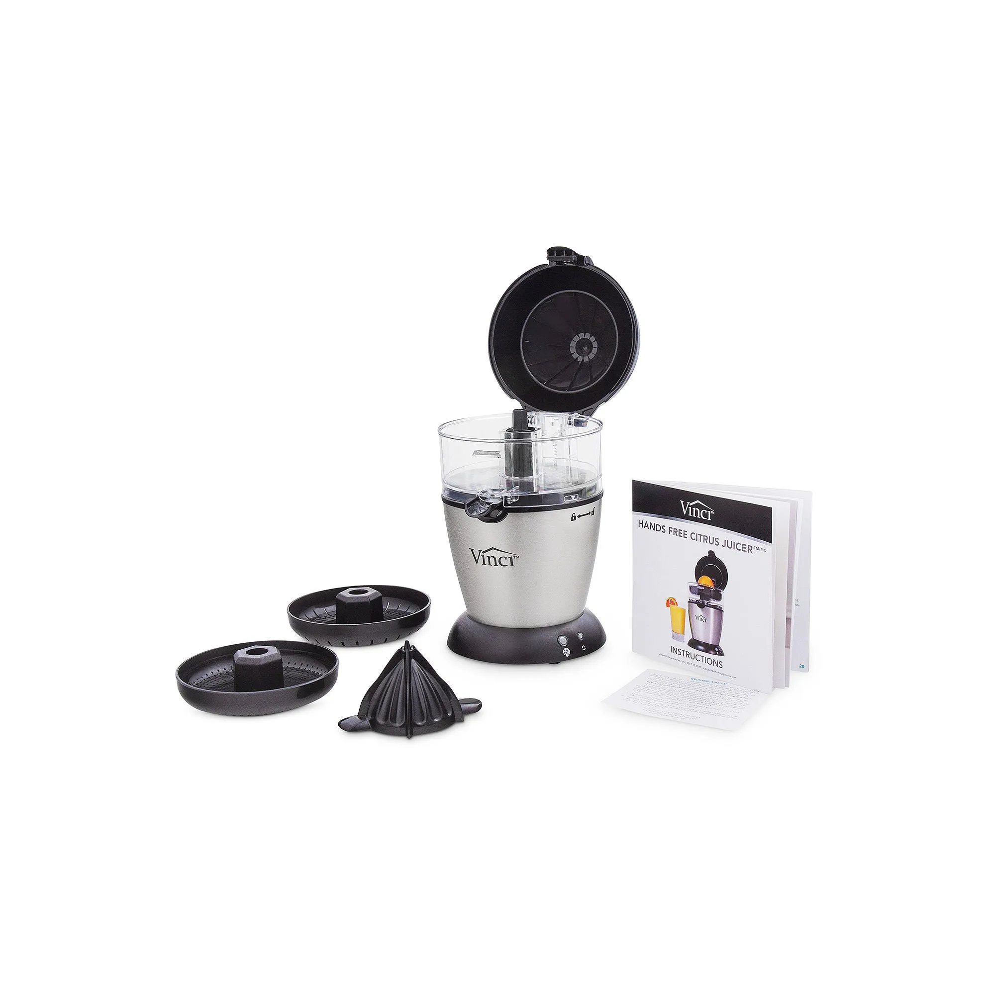 Vinci E19010 Hands Free Electric Citrus Juicer, Stainless Steel | 1-Button Easy Press Easy to Clean