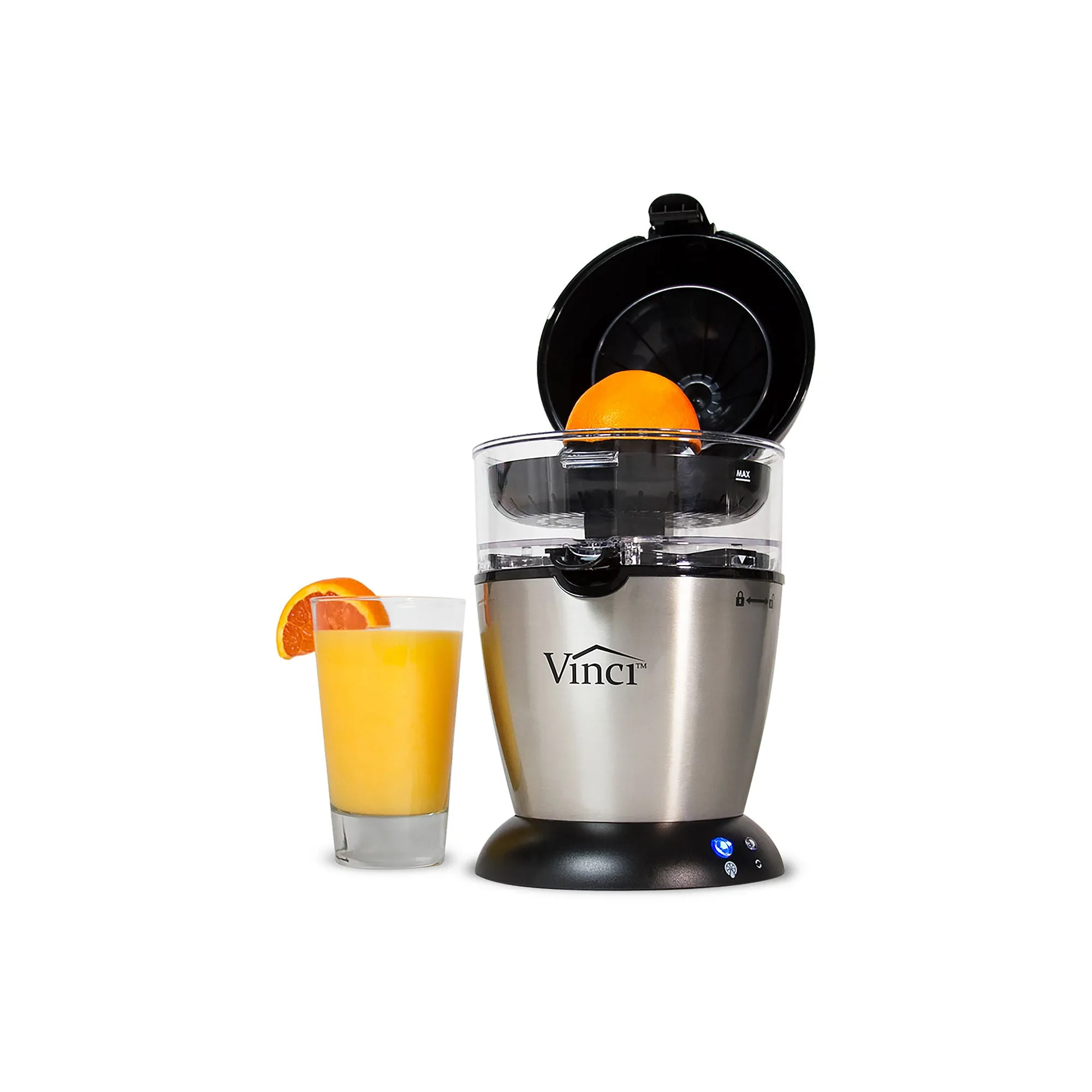 Vinci E19010 Hands Free Electric Citrus Juicer, Stainless Steel | 1-Button Easy Press Easy to Clean