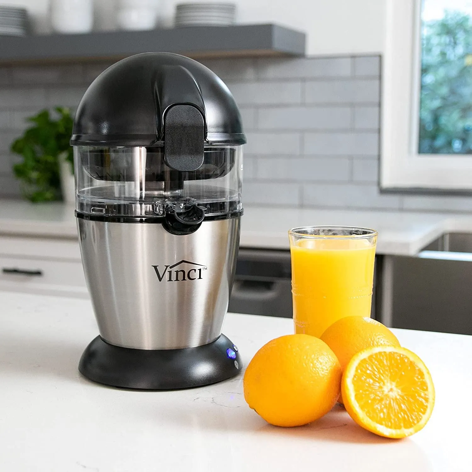 Vinci E19010 Hands Free Electric Citrus Juicer, Stainless Steel | 1-Button Easy Press Easy to Clean