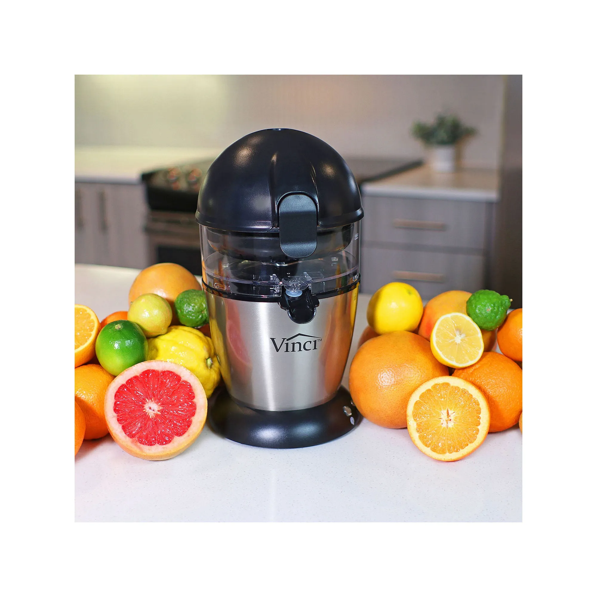 Vinci E19010 Hands Free Electric Citrus Juicer, Stainless Steel | 1-Button Easy Press Easy to Clean