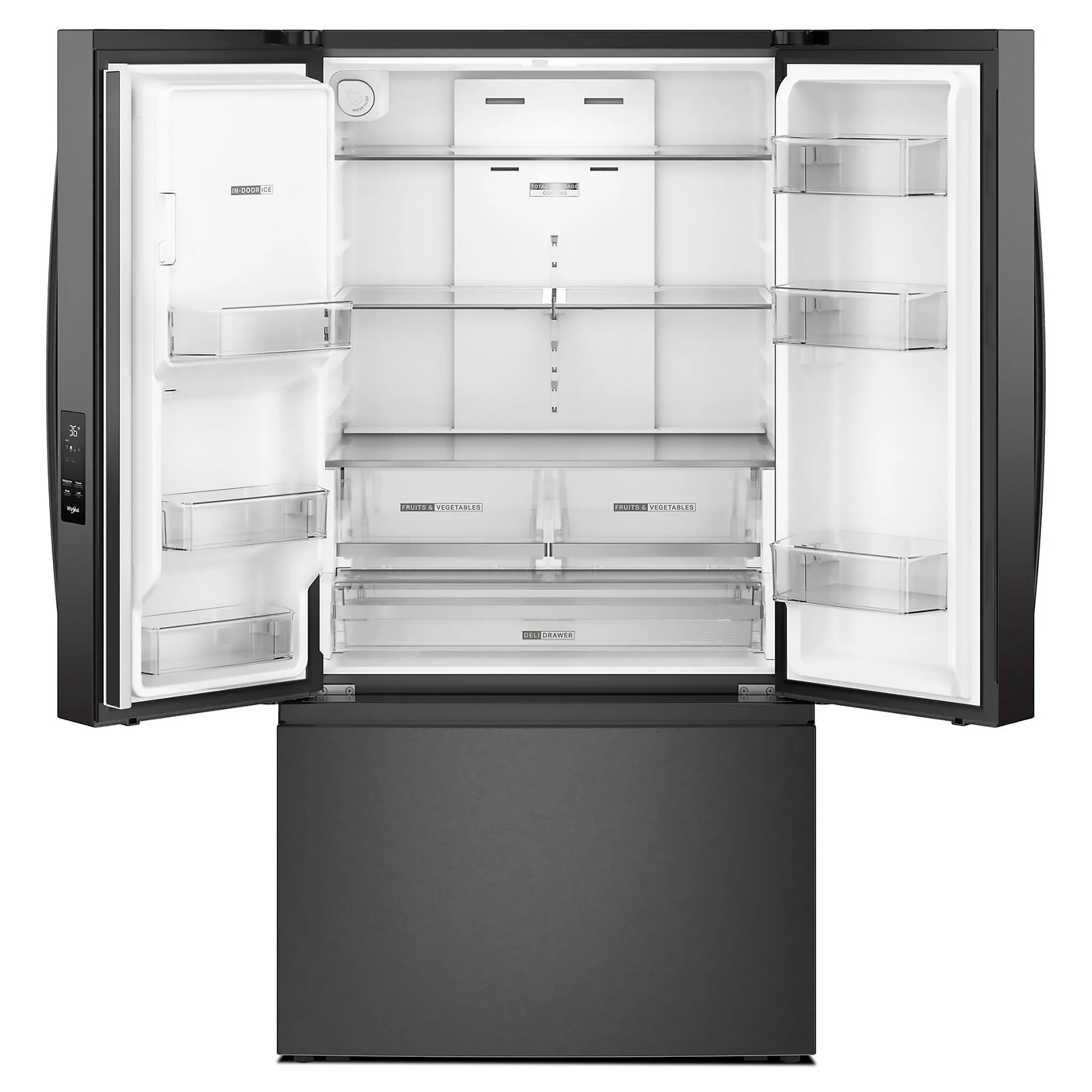 Whirlpool Fingerprint Resistant Black Stainless French Door Refrigerator (30 Cu.ft.) - WRFF3536SV